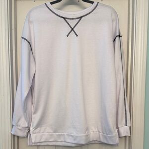 Zeagoo White Sweatshirt with Black Stitching and zippers on both sides Worn once